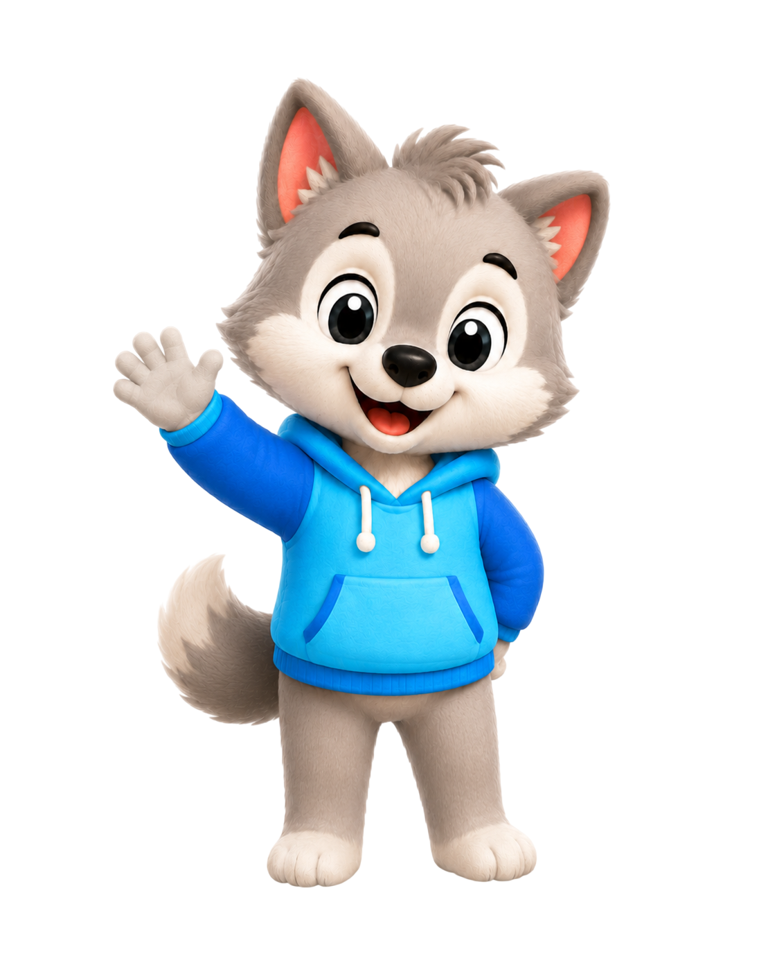 Milo, the Dinoroco mascot, waving hello